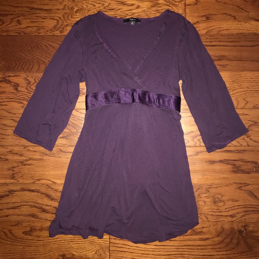 Express Tie back Purple Wrap Mini Dress M
